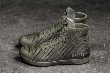 Nobull High-Top Leather Women's Trainers Olive | Australia (GK1967)